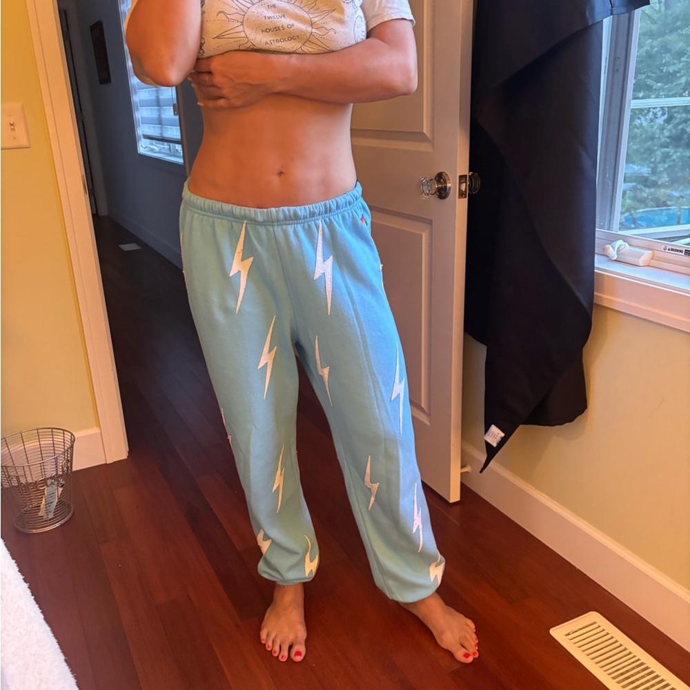 Aviator Nation Blue Sweatpants with White Accents